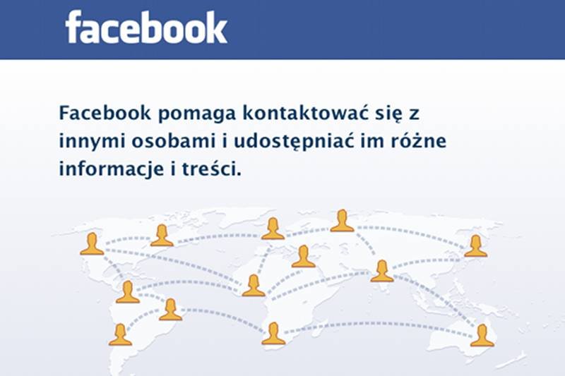 Fragment strony internetowej www.facebook.com