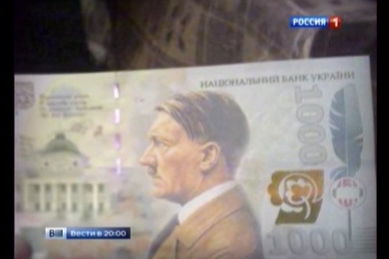 Ukraina wprowadzi banknoty z Adolfem Hitlerem - poinformowała rosyjska telewizja. "Putina mamy na 500 hrywnach"