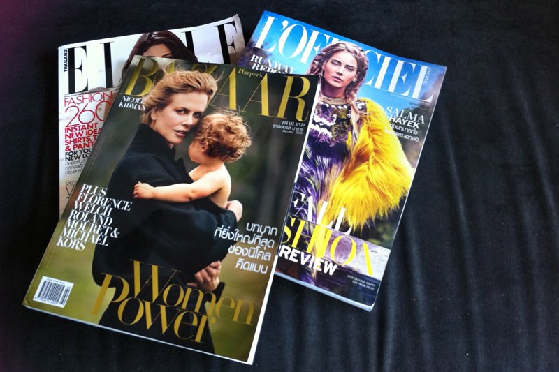 W Tajlandii nie ma jeszcze Vogue'a, są za to Elle, L'Officiel i Harper's Bazaar.