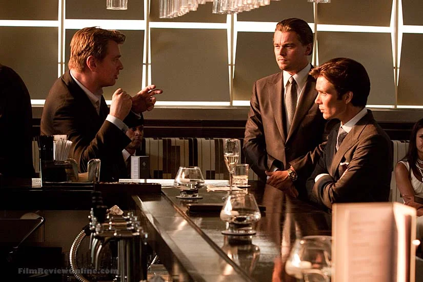 Christopher Nolan, Leonardo DiCaprio i Cillian Murphy na planie "Incepcji"
