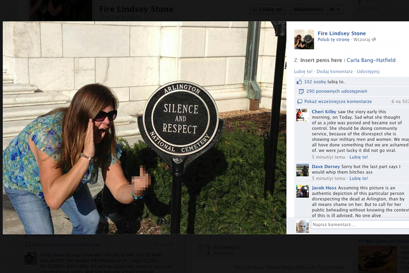 Zrzut ekranu z profilu dotyczącego zwolnienia kobiety z pracy.