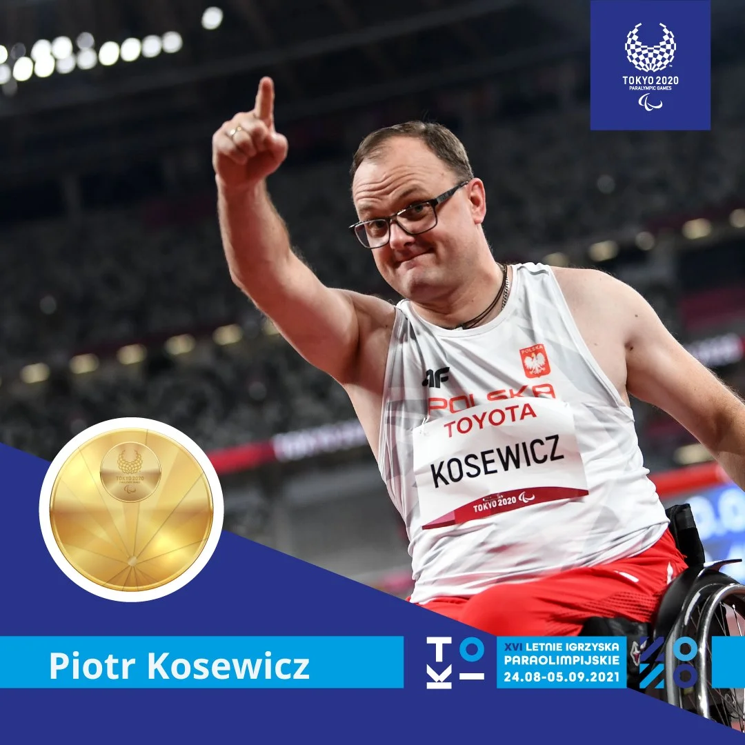 Piotr Kosewicz wygrał w niedzielę konkurs rzutu dyskiem (F52) na paraigrzyskach w Tokio.