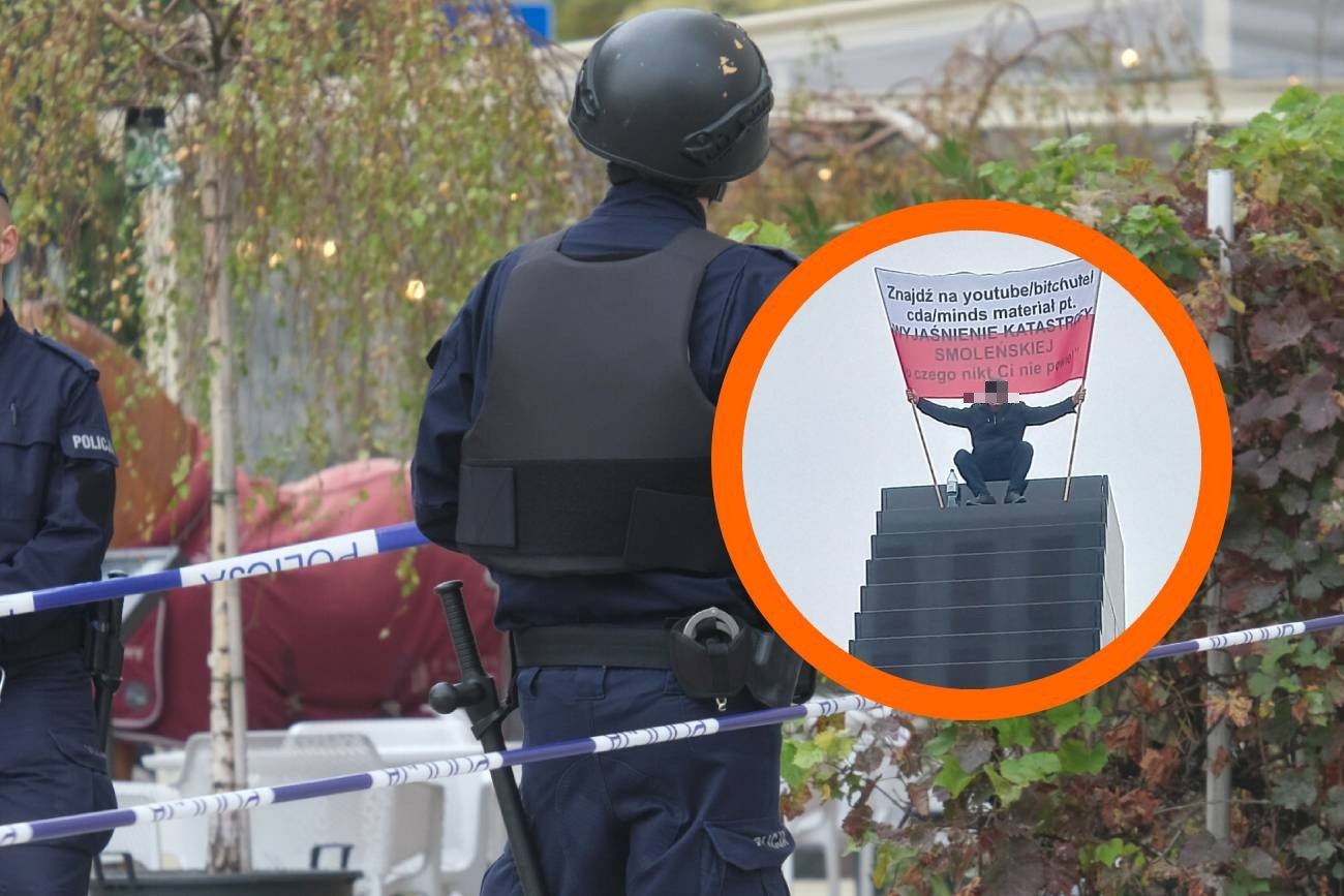 Pomnik smoleński miejscem dziwnego incydentu. Policja wysłała negocjatorów.