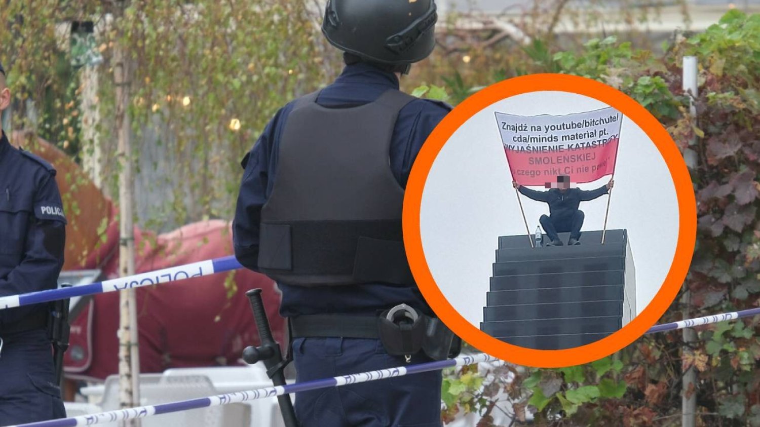 Pomnik smoleński miejscem dziwnego incydentu. Policja wysłała negocjatorów.