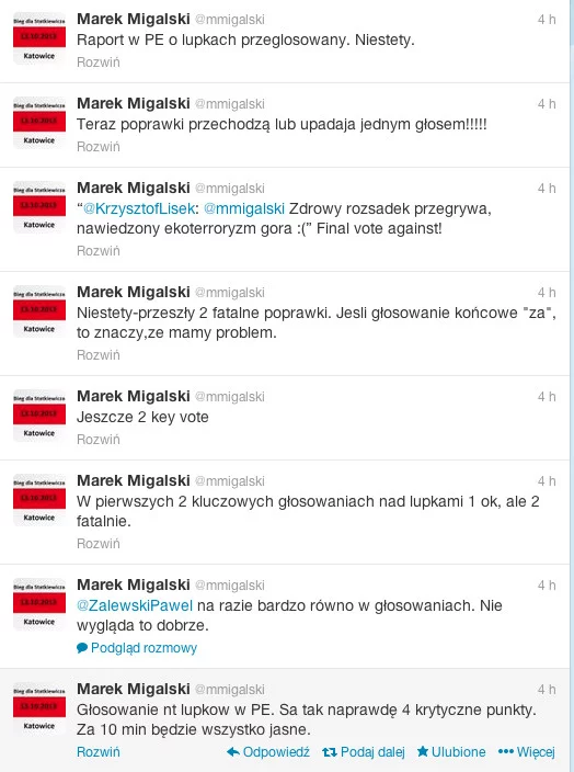 Marek Migalski komentuje przebieg głosowania na portalu Twitter.com.