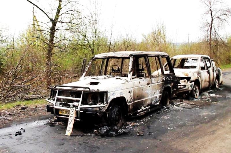 Takie sceny zastali dziennikarze po nocnej strzelaninie pod Słowiańskiem na wschodzie Ukrainy.