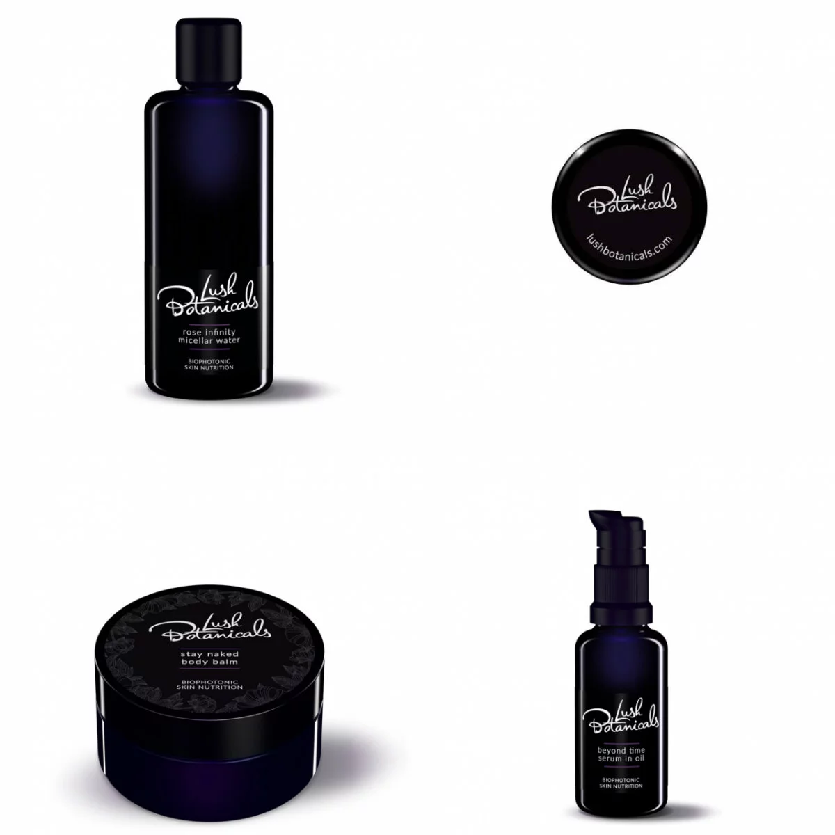 Lush Botanicals to firma, która podkreśla swoje luksusowe id nie tylko jakością kosmetyków, ale też gustownymi opakowaniami z ciemnofioletowego szkła.