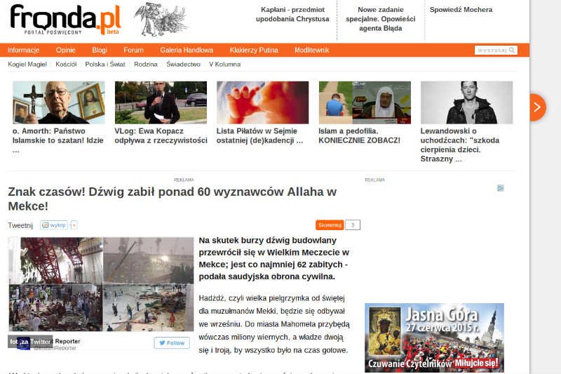 Fronda.pl znowu przekracza granice.