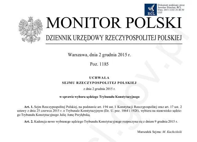 Jedna z 5 uchwał przyjętych wczoraj w parlamencie.