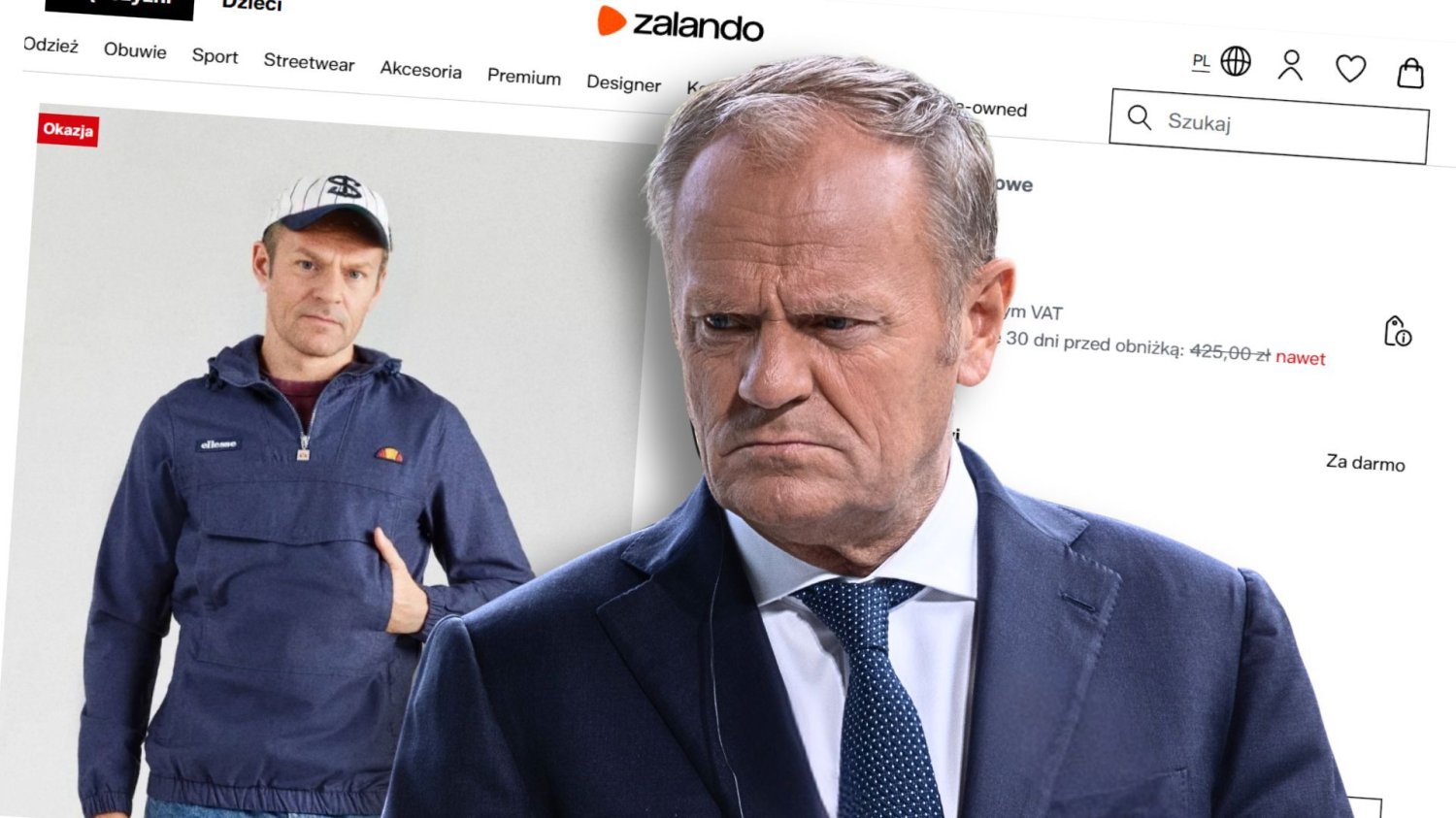 Donald Tusk, zdjęcie modela podobnego do Donalda Tuska z Zalando.com