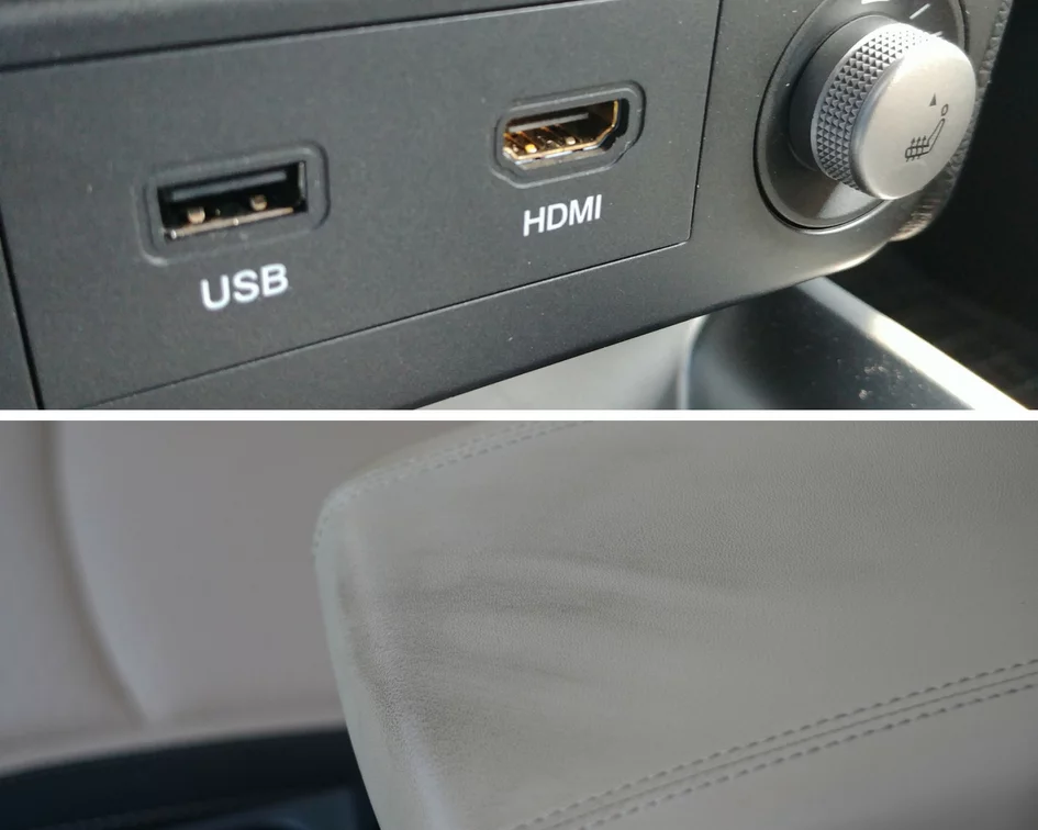 Wejście HDMI to dość oryginalne rozwiązanie. Za to skóra na podłokietniku szybko zniszczyła się.