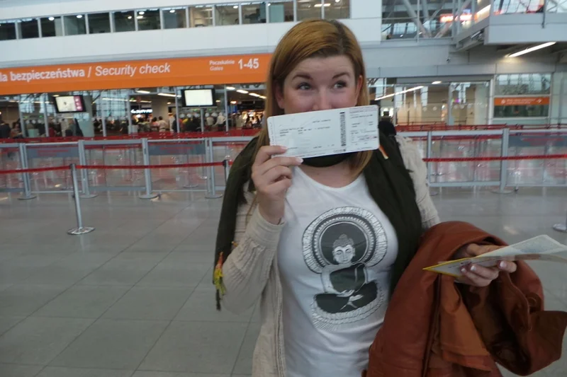 Natalia Łuczak na chwilę przed odlotem do Afryki.