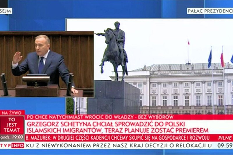 Tak zwany "paskowy" z TVP Info całkowicie stracił hamulce podczas relacjonowania debaty nad wnioskiem o konstruktywne wotum nieufności wobec rządu Beaty Szydło.