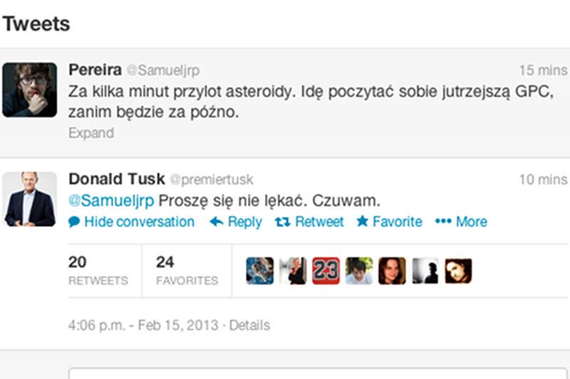 Donald Tusk na Twitterze o asteroidzie: Proszę się nie lękać. Czuwam.