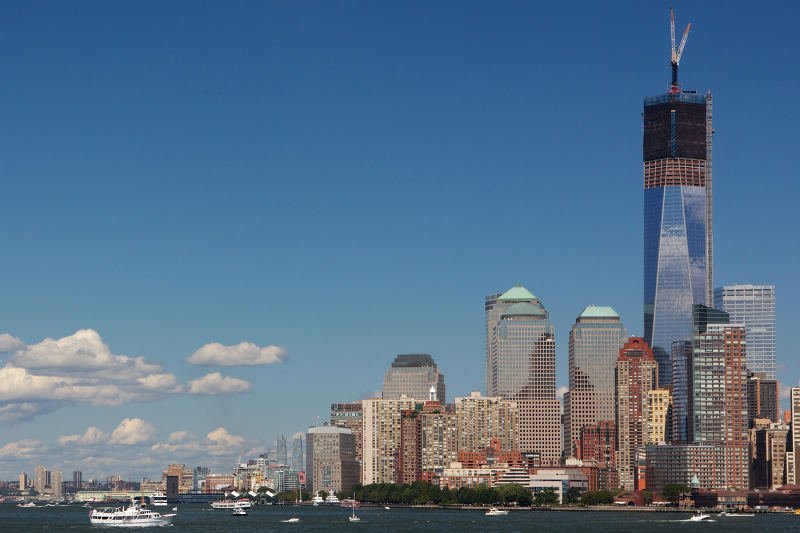Najwyższy budynek na półkuli zachodniej – One World Trade Center w budowie.