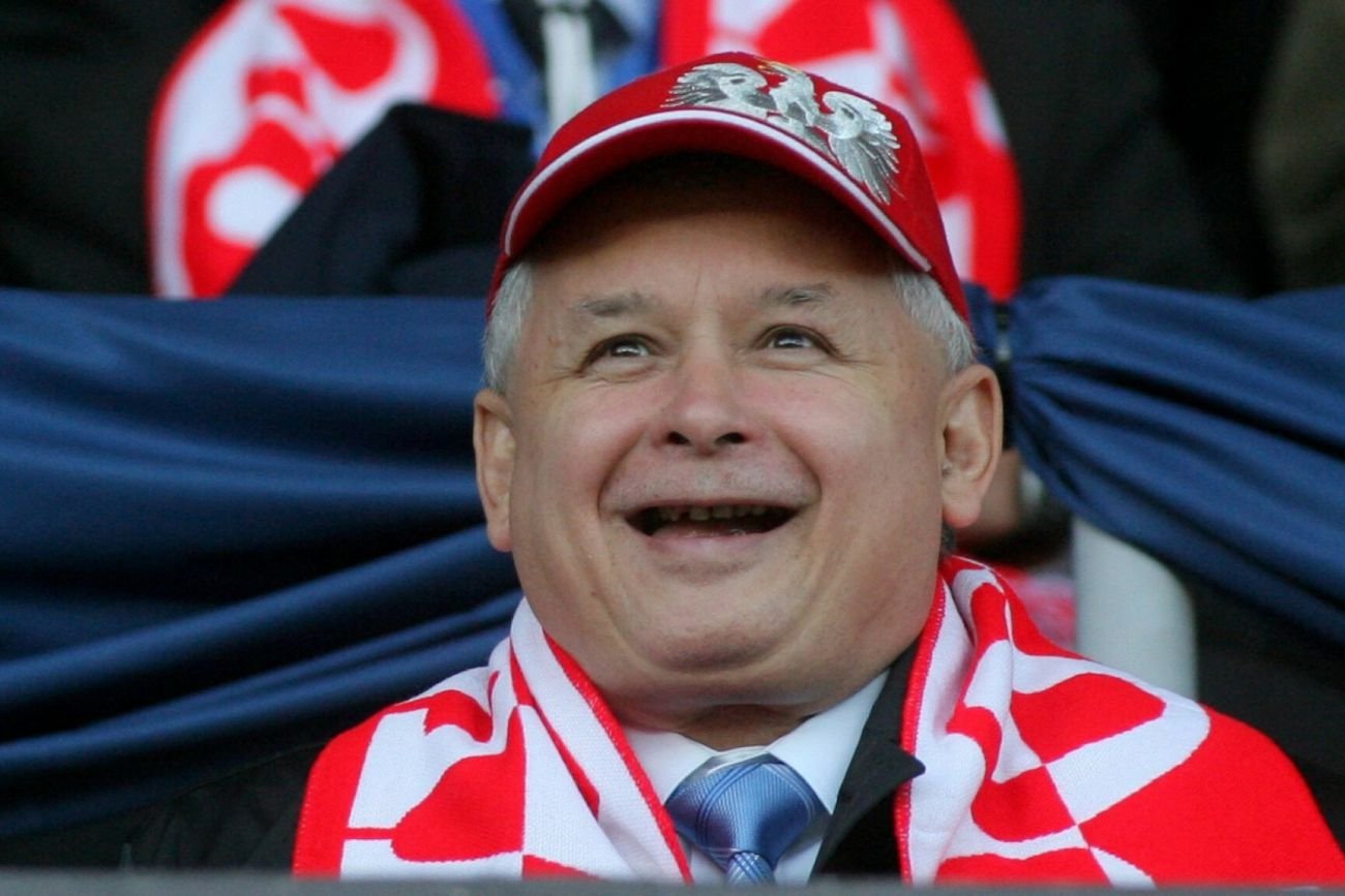 Jarosław Kaczyński na meczu.