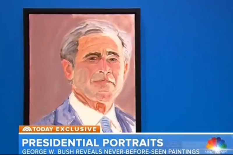 Jeden z obrazów George W. Busha, który umieszczony został na wystawie w Dallas.