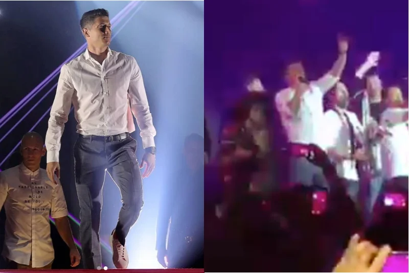 Robert Lewandowski świetnie bawił się na mistrzowskiej fecie Bayernu.