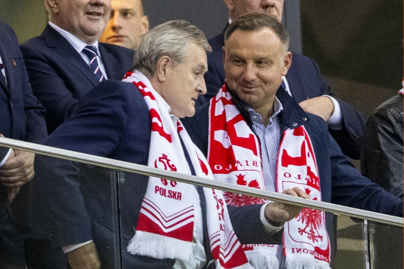 Andrzej Duda na meczu Polska- Albania