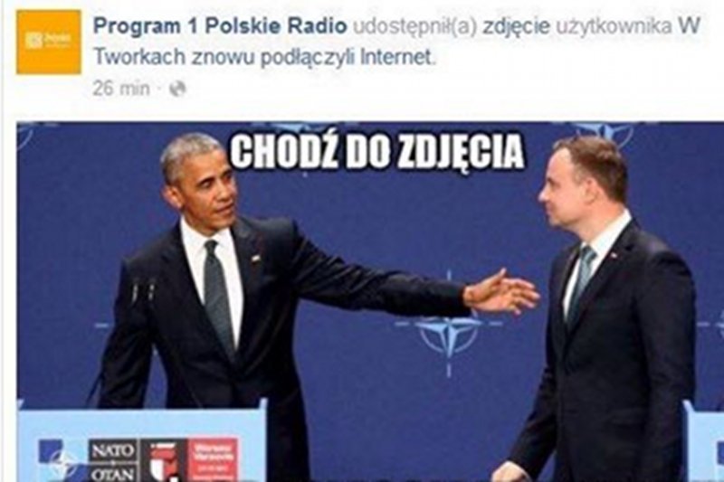 Wpadka radiowej Jedynki. Na swoim funpagu zamieścili mem wyśmiewający PAD-a.