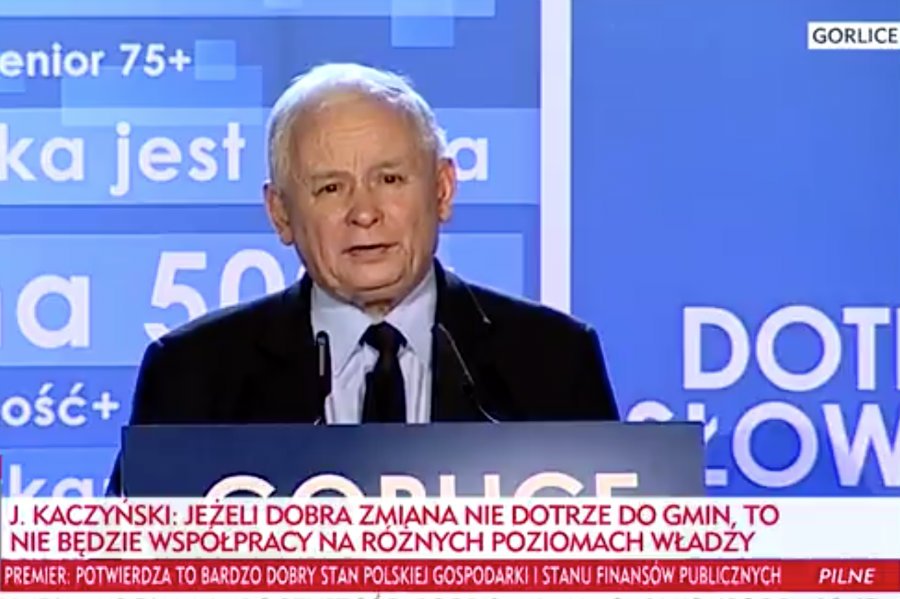 Jarosław Kaczyński odwiedził małopolskie Gorlice. Nie ustrzegł się jednak poważnego błędu.