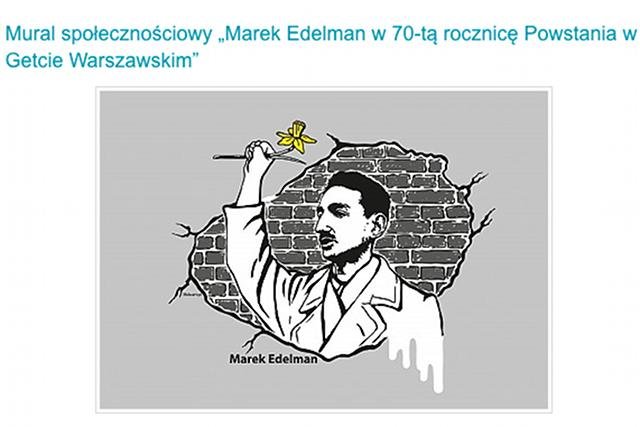 Projekt murala "Marek Edelman w 70-tą rocznicę Powstania w Getcie Warszawskim"