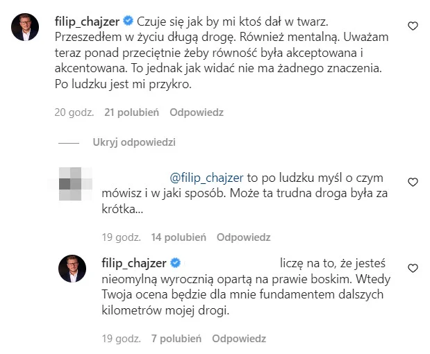 Chajzer wdał się w dyskusję z internautami.
