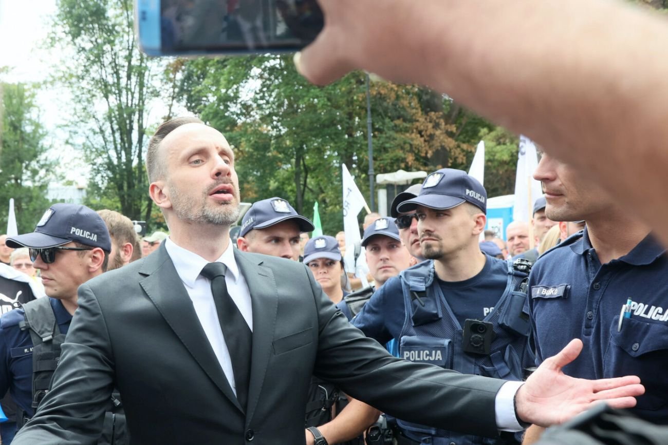 Janusz Kowalski na proteście Agrounii