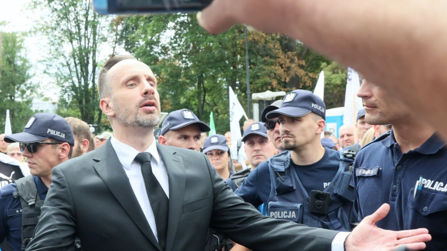 Janusz Kowalski na proteście Agrounii