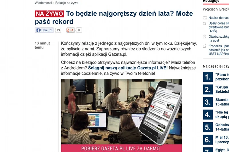 Na gazeta.pl mieliśmy relację live z upału