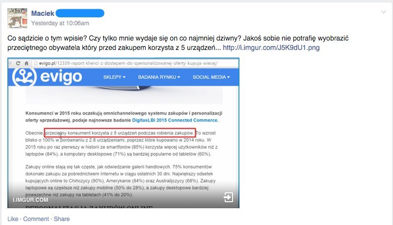 Post na grupie E-commerce Polska