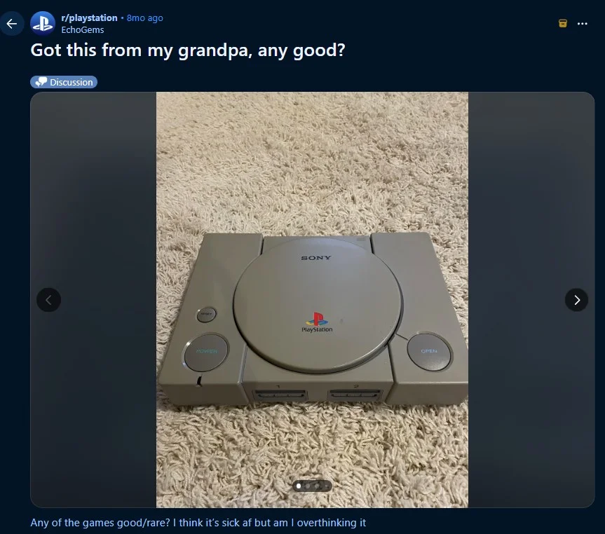 Dostał od dziadka PlayStation1 z grami
