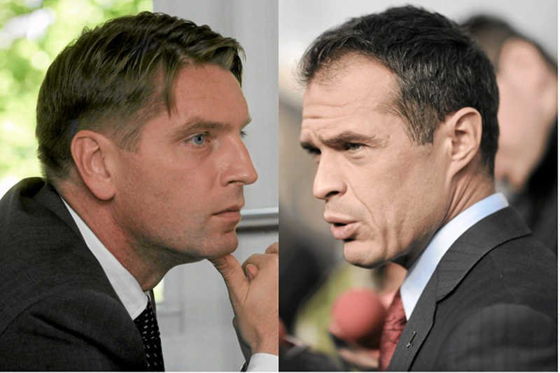 Redaktor naczelny "Newsweeka" Tomasz Lis i minister transportu Sławomir Nowak