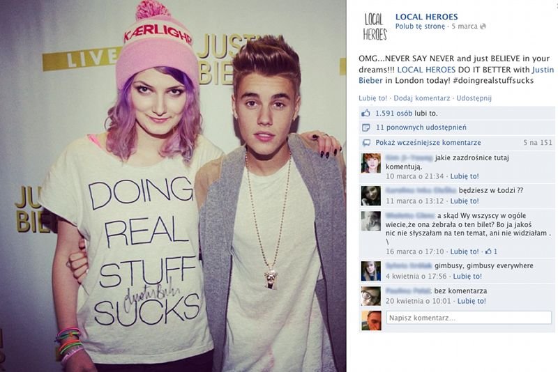 Justin Bieber przyczynił się do ogromnej popularności polskiej marki odzieżowej Local Heroes.