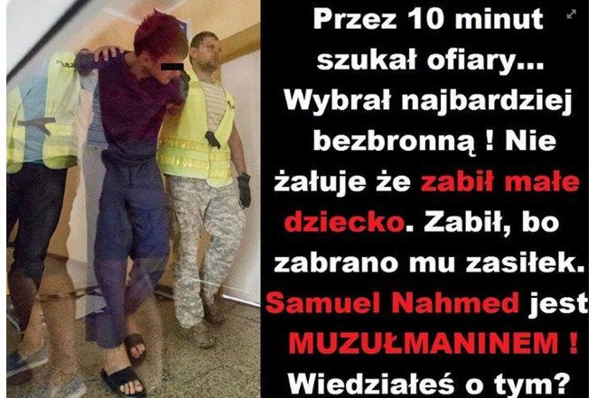 Samuel N. morderca 10-letniej Kamili na zdjęciu umieszczonym na jednej ze stron na Facebooku