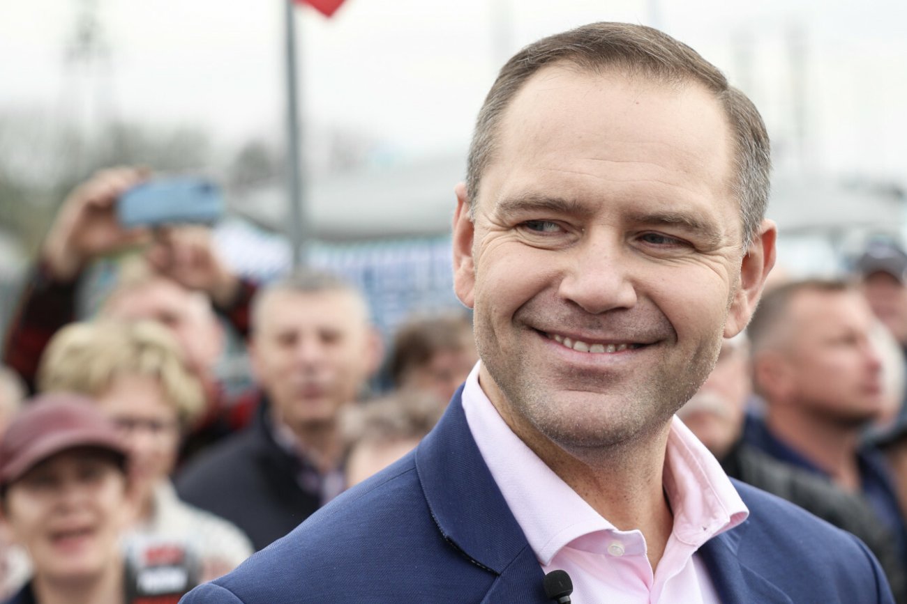 Nawrocki na targowisku w Radzyminie.