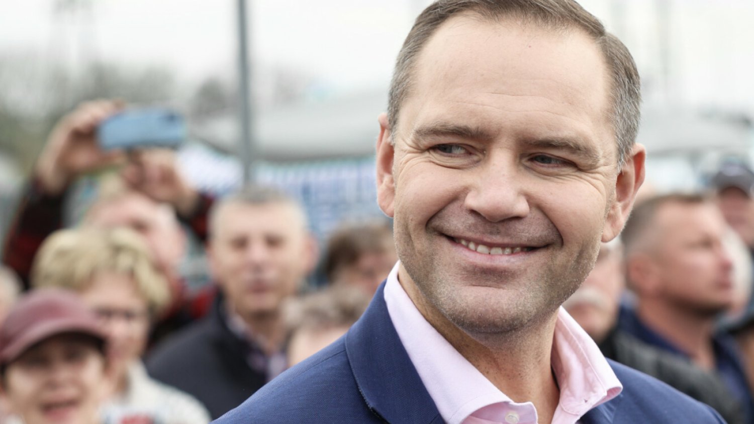 Nawrocki na targowisku w Radzyminie.