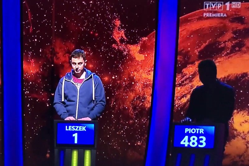 Pan Piotr zrobył prawie 500 punktów w teleturnieju "Jeden z dziesięciu" i... przegrał.