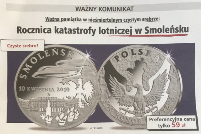 Internauta pochwalił się ofertą smoleńską, która znalazła się w jego skrzynce pocztowej.