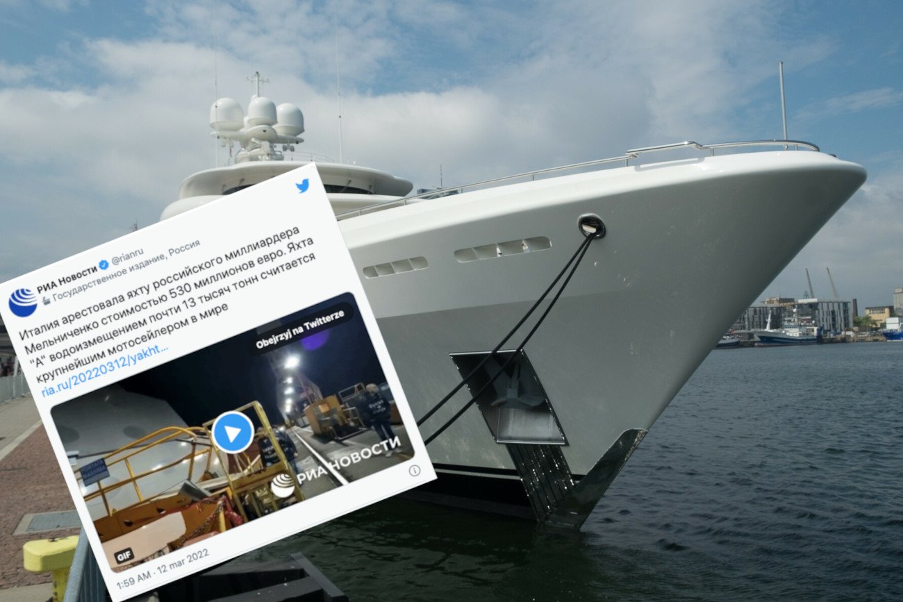 Włoska Gwardia Finansowa zatrzymała w porcie Triest superjacht rosyjskiego miliardera Andrieja Melniczenko.