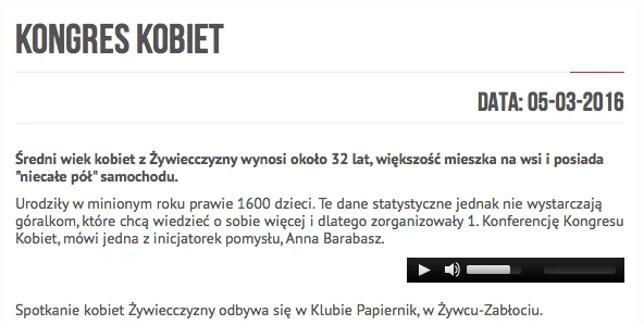 Nie wiadomo czy posła Piętę wzburzyła treść czy sam fakt relacji o żywieckim Kongresie Kobiet. w katowickim oddziale Polskiego Radia.