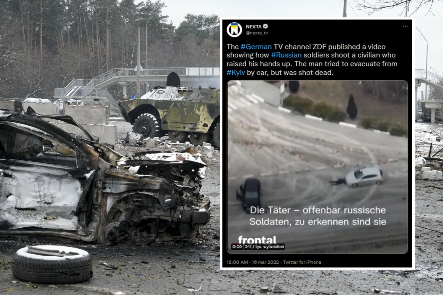 ZDF opublikowało nagranie, na którym widać, jak Rosjanie zastrzelili cywila pod Kijowem.