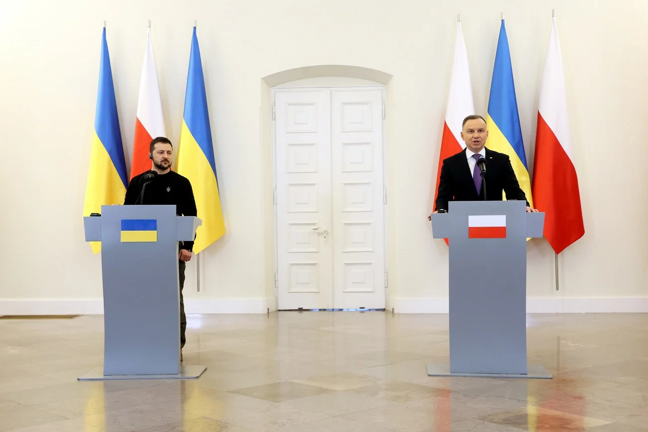 Andrzej Duda i Wołodymyr Zełenski przemawiali na wspólnej konferencji.