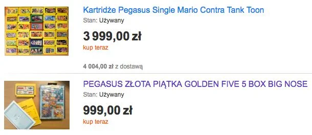 Kartridże na Pegasusa, choć zazwyczaj pirackie, są wiele warte.