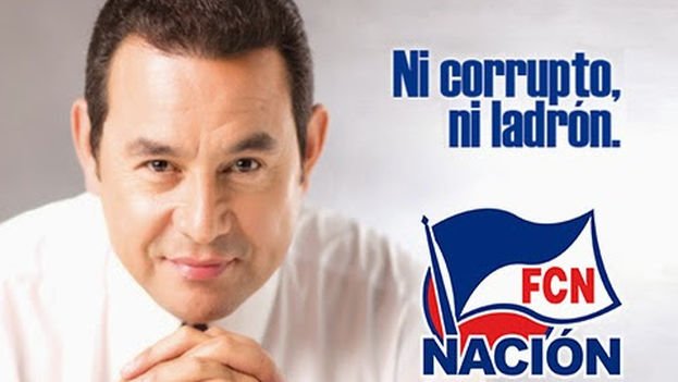 Jimmy Morales z hasłem "Ani skorumpowany, ani, złodziej"