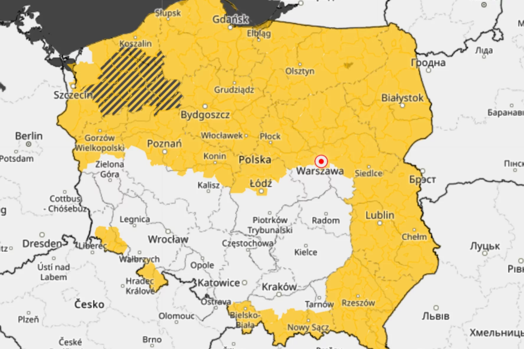 Większość Polski w alertach. Ostrzeżenia przed burzami i gołoledzią.