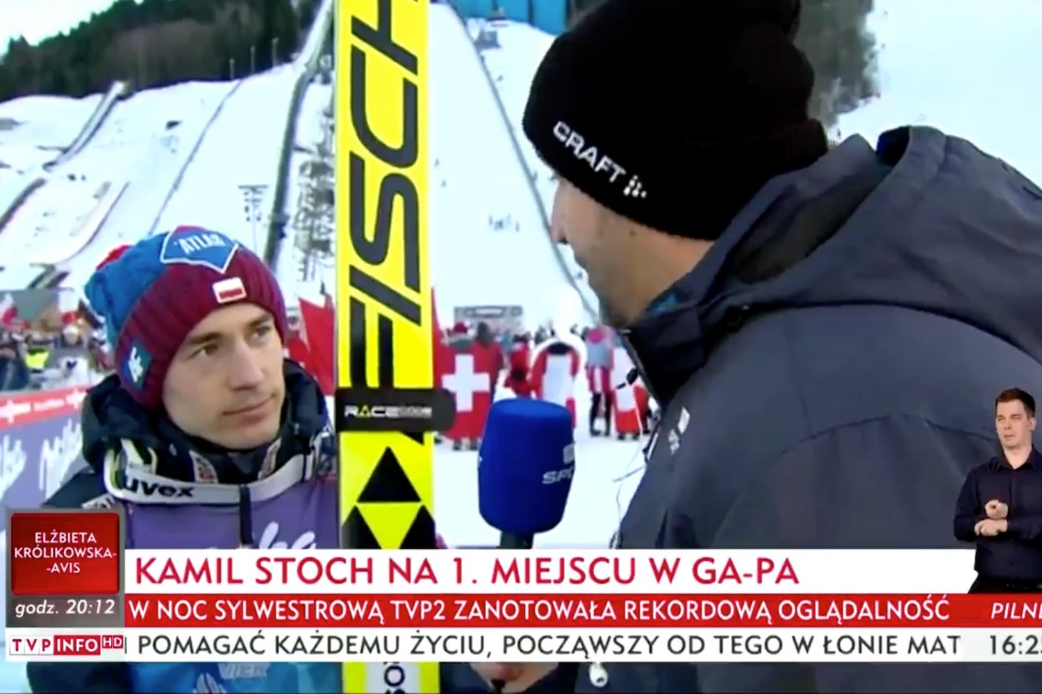 Kamil Stoch wygrał konkurs, ale nie dał się podpuścić dziennikarzowi.