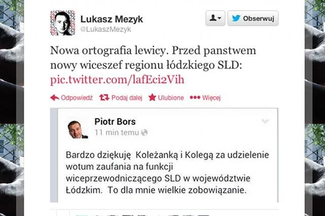 Podziękowania Piotra Borsa na Twitterze