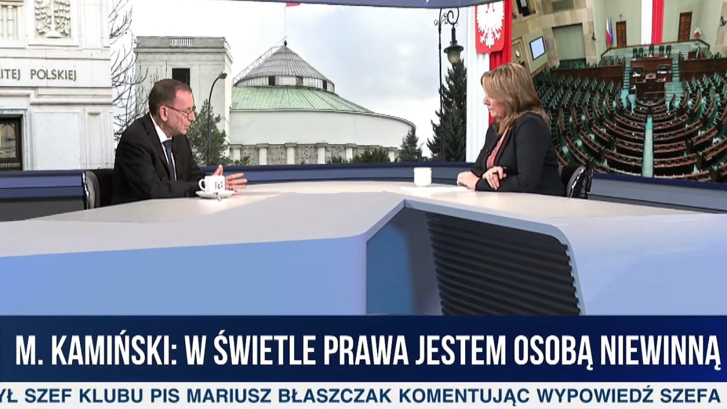 Wiceprezes PiS Mariusz Kamiński i Danuta Holecka w Telewizji Republika.