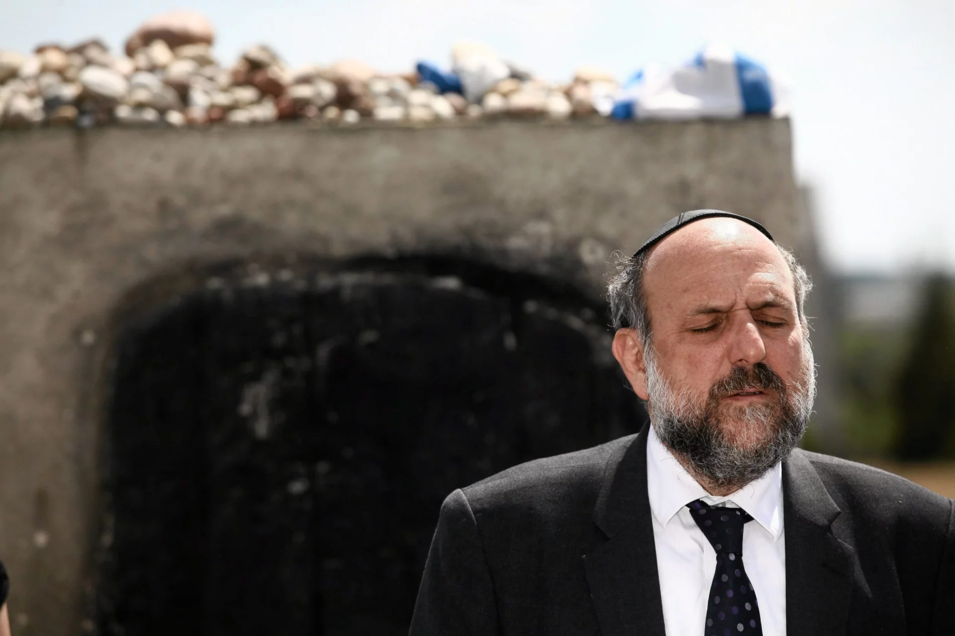 Naczelny Rabin Polski Michael Schudrich na uroczystościach w Jedwabnem, 2014.